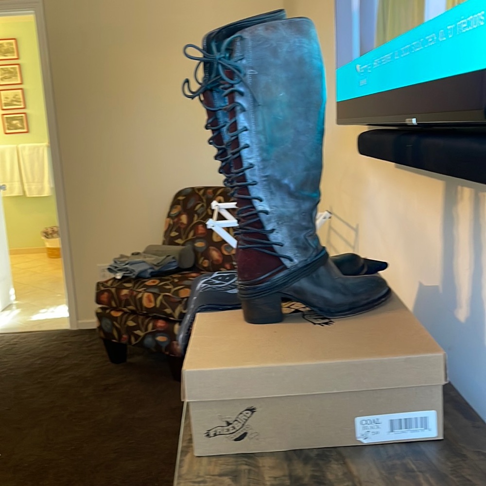 Freebird by Steven The Coal in Gray Tall Boots